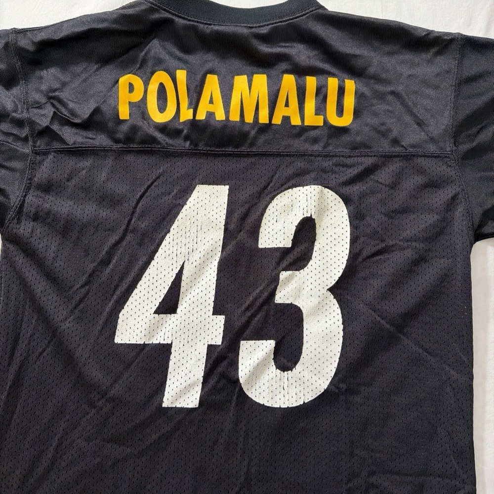 Pittsburgh Steelers #43 Troy Polamalu Jersey Youth Large 14-16 NFL Apparel Footb - Picture 15 of 16
